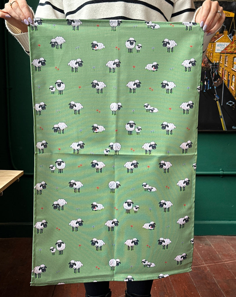 Fluffy Flock Sheep Tea Towel