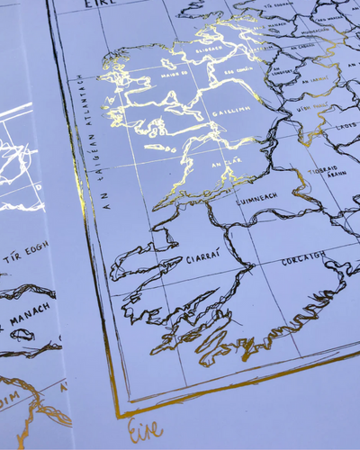 Metallic Gold Ireland Map | Print