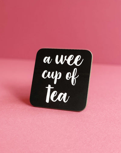 wee cup of tea coaster green