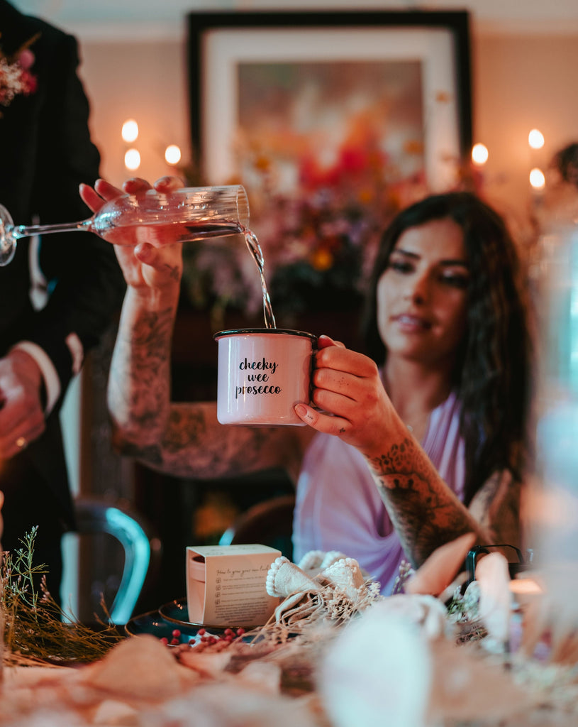 pink wedding prosecco mug