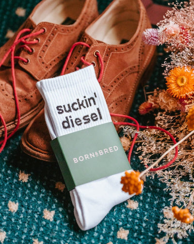 White Suckin' Diesel Sock