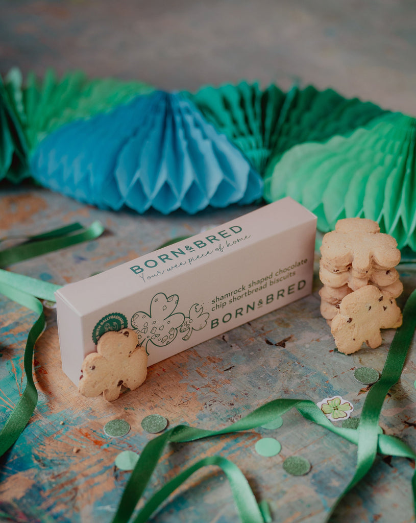 Shamrock Shaped Chocolate Chip Shortbread Biscuits