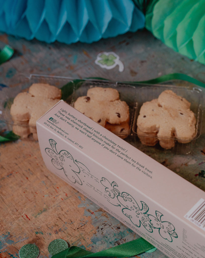 Shamrock Shaped Chocolate Chip Shortbread Biscuits