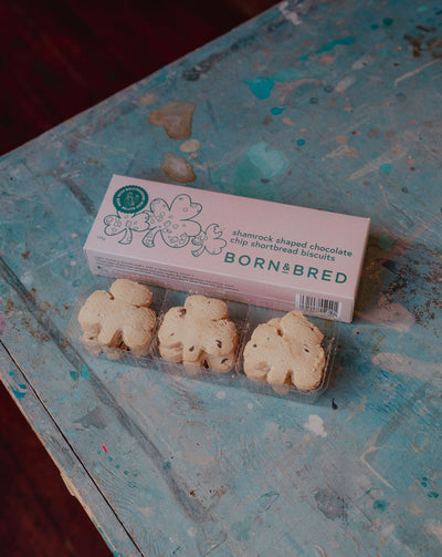 Shamrock Shaped Chocolate Chip Shortbread Biscuits