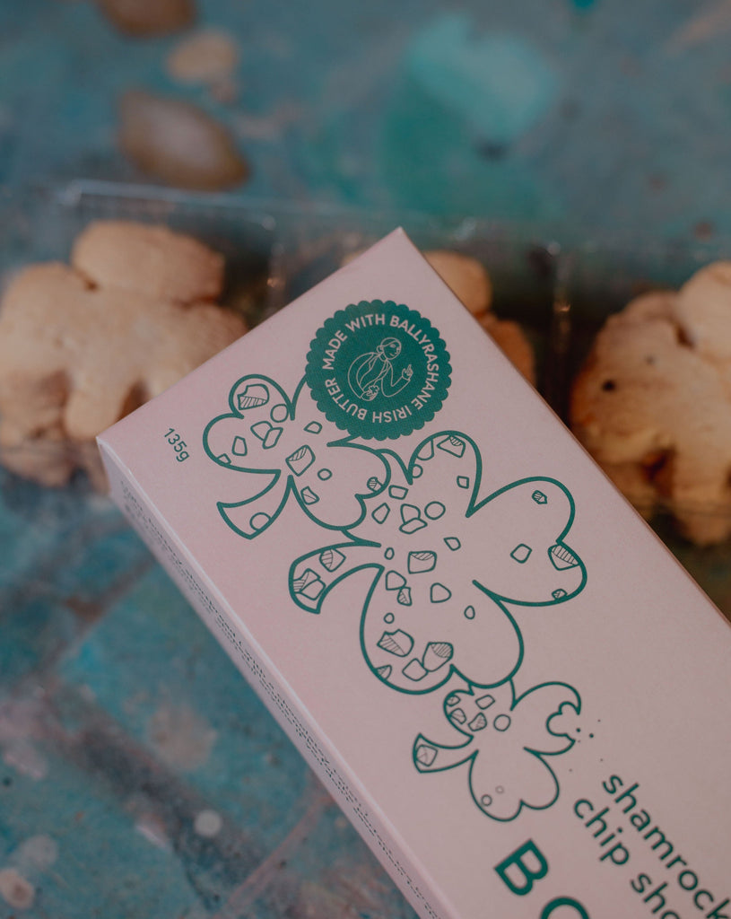 Shamrock Shaped Chocolate Chip Shortbread Biscuits