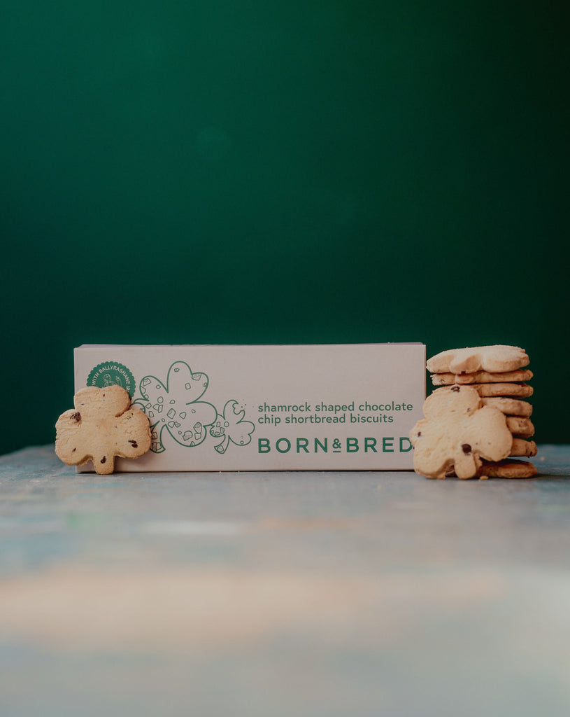 shamrock shaped chocolate chip biscuits