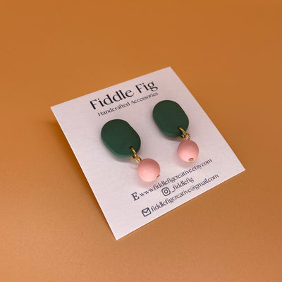 Green and Pink Dangle Earrings