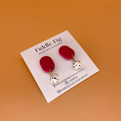 Pink and Polka Dot Dangle Earrings