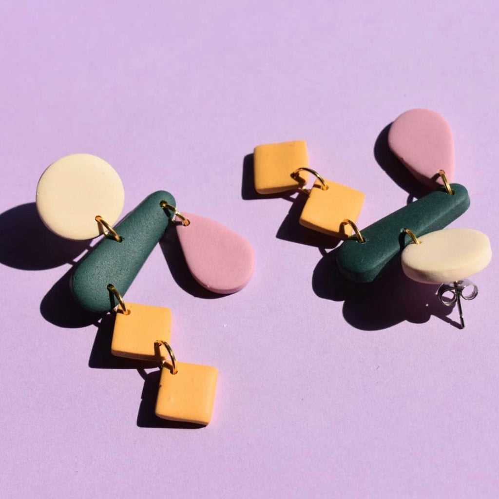 geo shaped polymer earrings