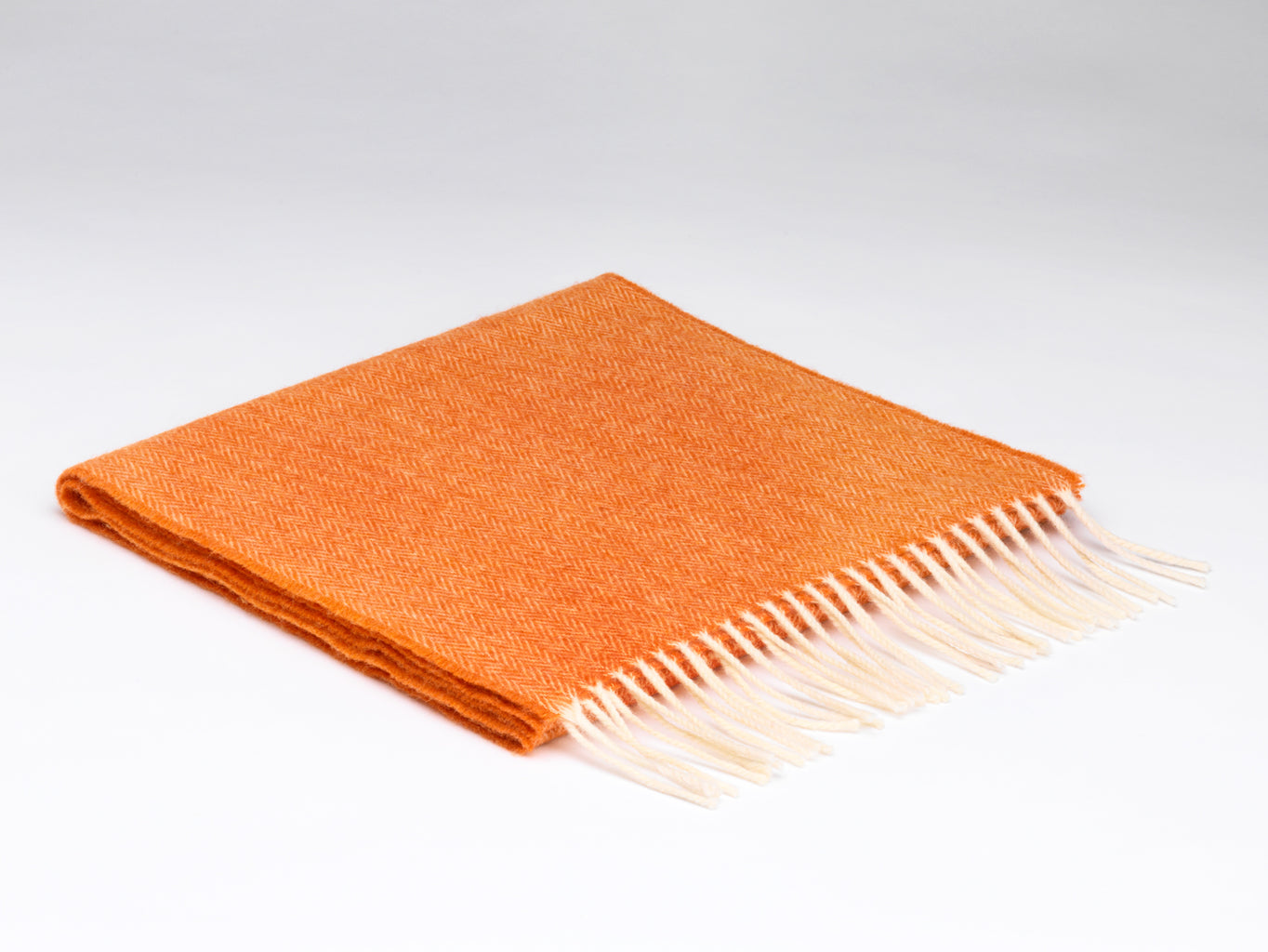 Orange Herringbone Lambswool Scarf