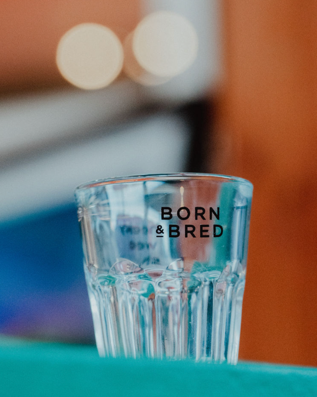 born and bred shot glass