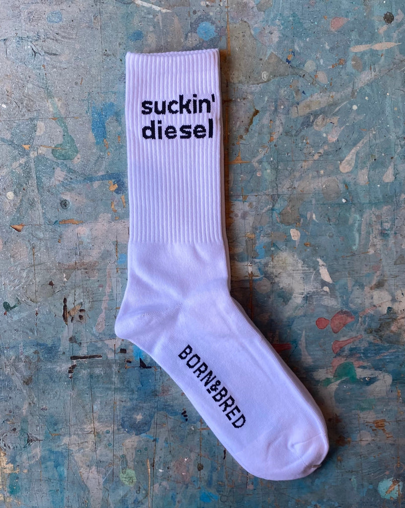 White Suckin' Diesel Sock