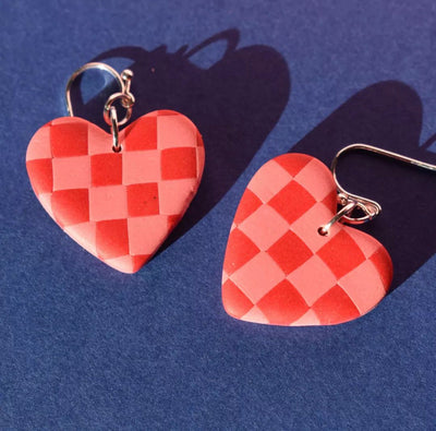 Chequered Heart Earrings