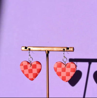 Chequered Heart Earrings