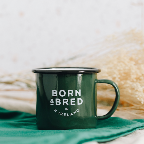 born and bred in northern ireland mug green