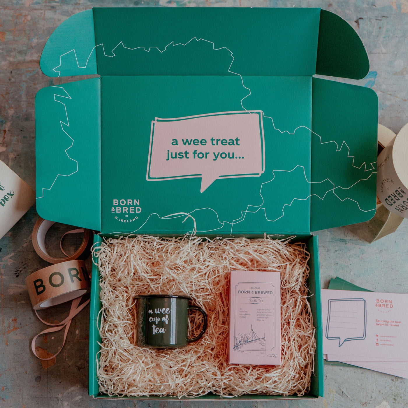 wee tea gift box green with titanic tea