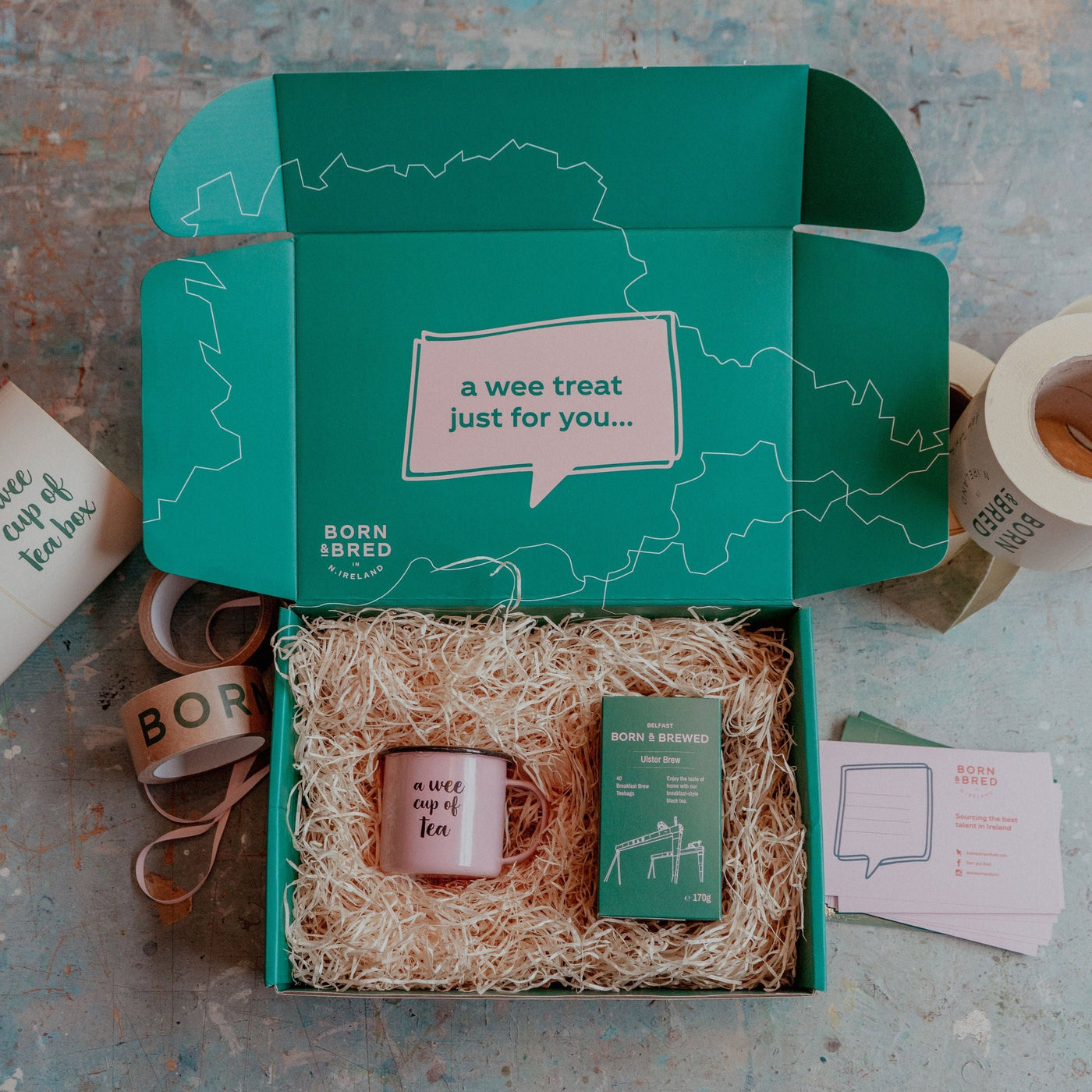 wee tea gift box pink with ulster brew