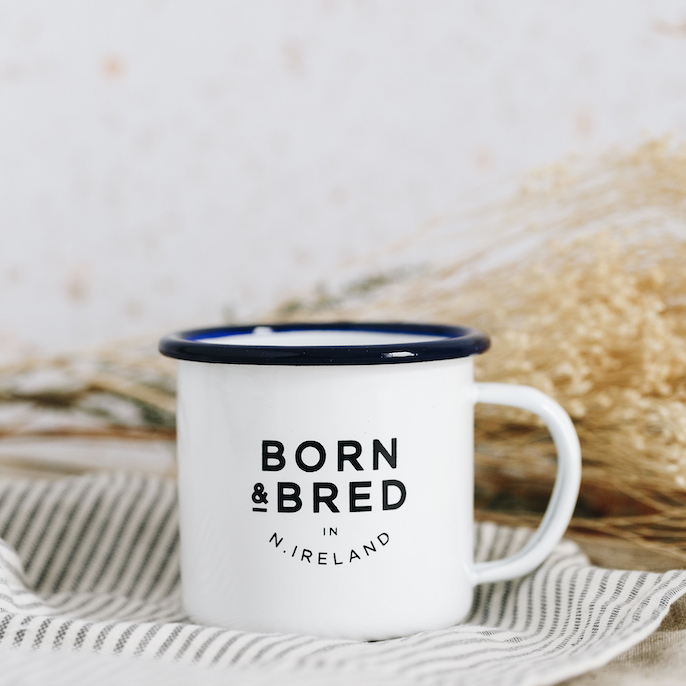 Born & Bred in Northern Ireland white mug