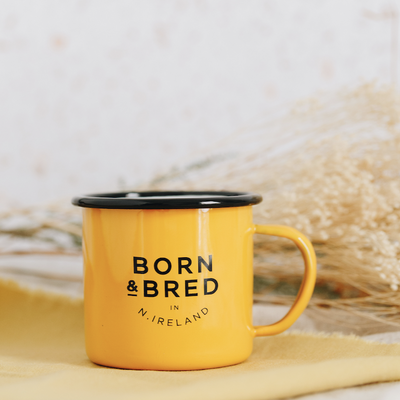 born & bred in northern ireland yellow mug