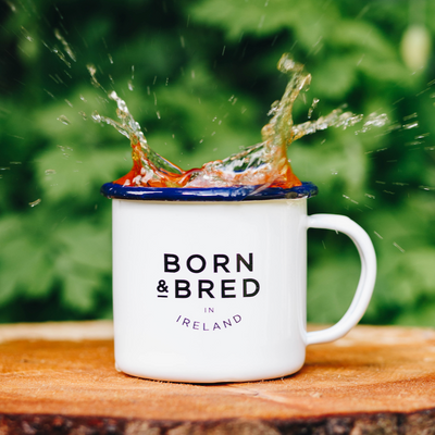 born and bred in ireland mug white