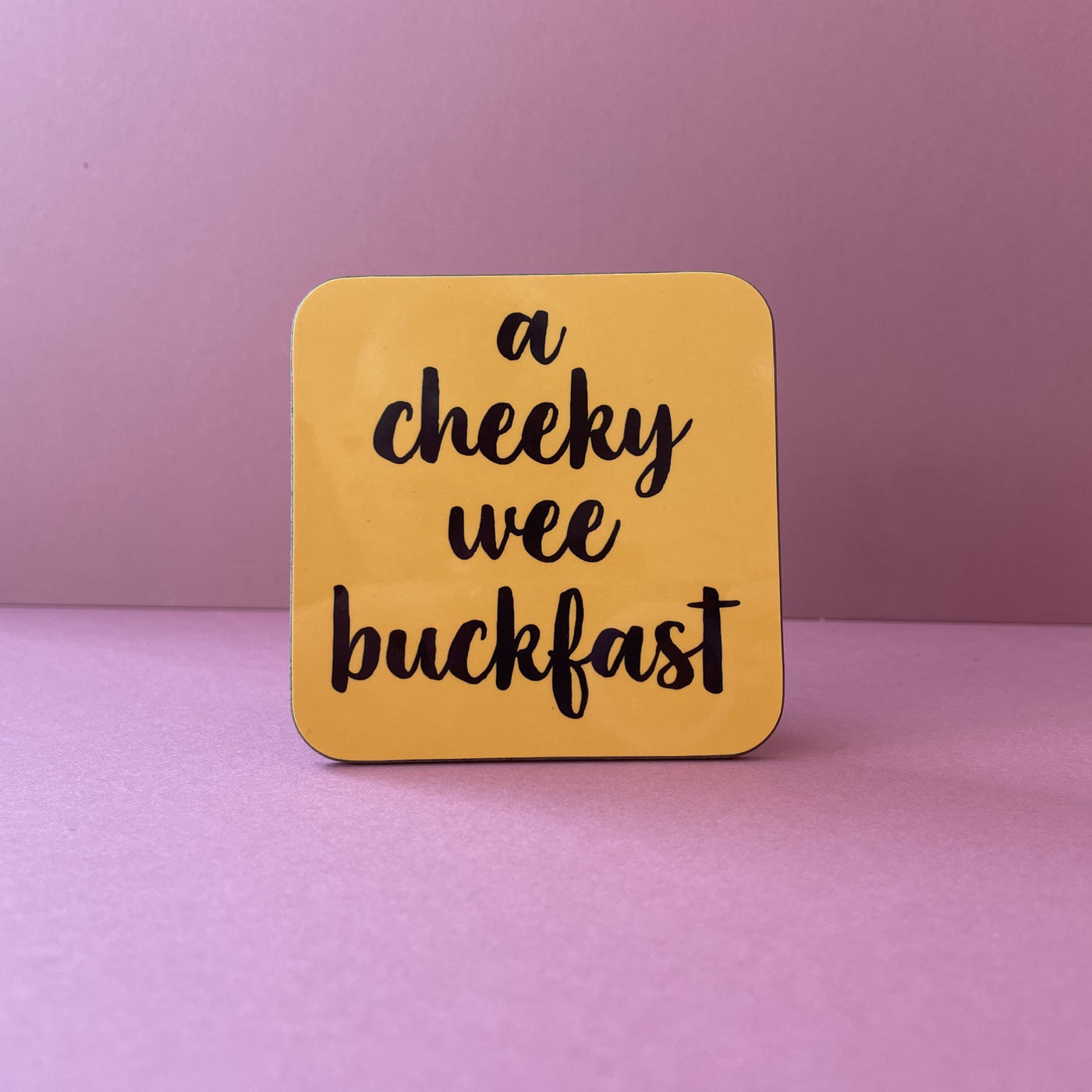 Cheeky Wee Buckfast Coaster | Yellow